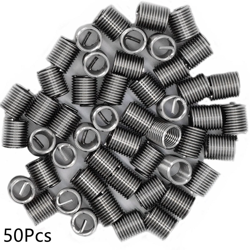 M8 x 1.25mm x 2D Helicoil Wire Inner Thread Inserts, Coiled Wire Helical Screws, 304 Stainless Steel, Metric, 50 Pcs M8 x 1.25mm x 2D