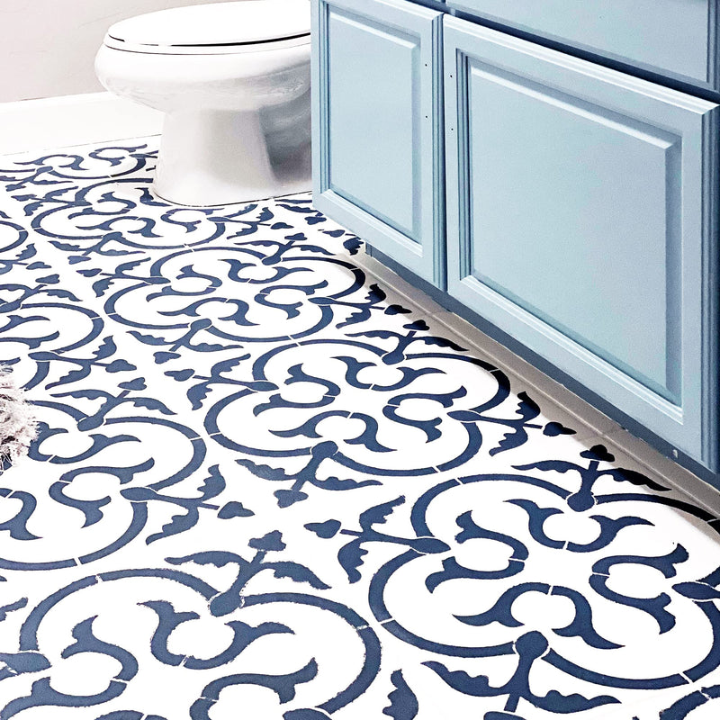 Scandinavian Tile Floor Stencil - Repositionable for 16x16 in Tile, Floor Stencils for Painting, Concrete Stencils for Patio, Large Size