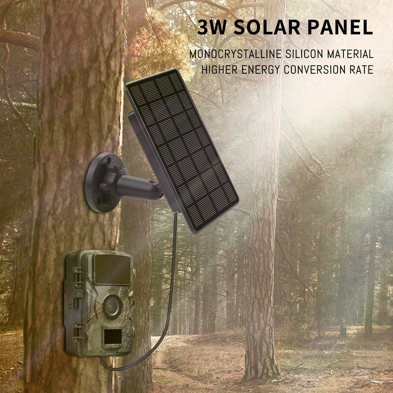 3W Trail Camera Solar Panel, with Build-in 5000mAh Rechargeable Lithium Battery Solar Battery Charger Kit for Hunting Game Cameras or Deer Feeder Accessory, 12V/1A 6V/2A IP65 Waterproof Solar Panel