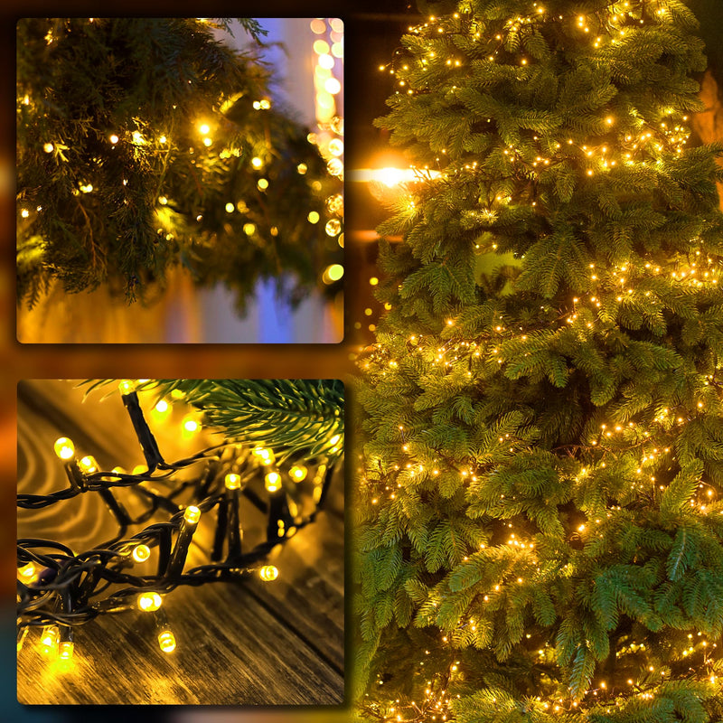2 Pack Solar String Lights for Outside, 72FT 200 LED Solar Christmas Lights Outdoor with 8 Lighting Modes, IP65 Waterproof Solar String Lights Outdoor for Garden Party Tree Decor,Warm White Warm White