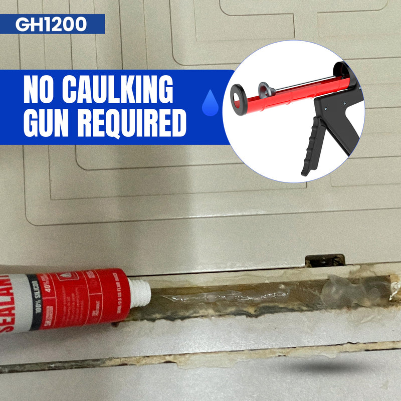 GH1200 18 ML x 8 PCs Silicone Caulk Clear Silicone Sealant Waterproof, Kitchen & Bathroom Caulk - Shrink & Crack Proof - Pocket-Friendly Small Size Indoor & Outdoor Use Silicone Glue - Strong Caulking