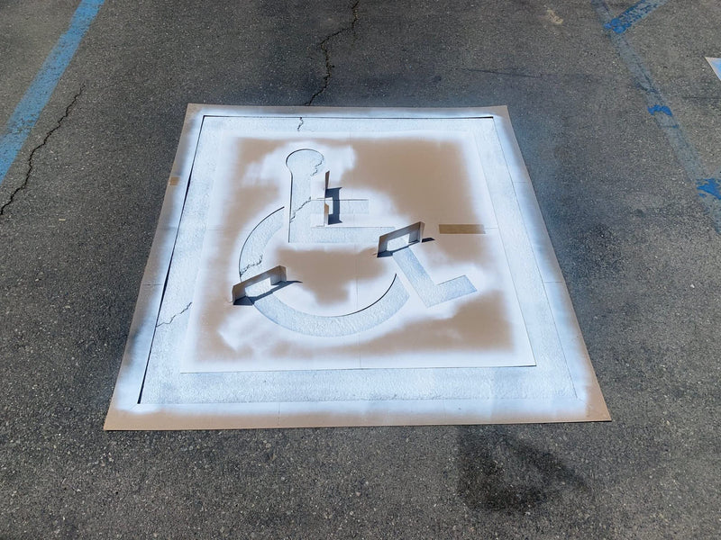 APS 24" Handicap Parking Stencil - 3-Piece Set for Lot & Garage | ADA Compliant | Pavement Stencils for All Surfaces | Made in USA with Recycled Cardboard No Paint 24 inch