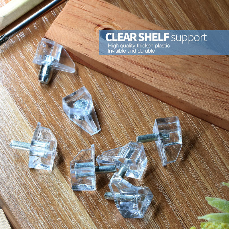 20pcs Clear Shelf Pegs, 3mm Plastic Shelf Pins Small Shelf Support Pins, Cabinet Shelf Clips for Cabinets Bookcase Shelves Cupboard 20