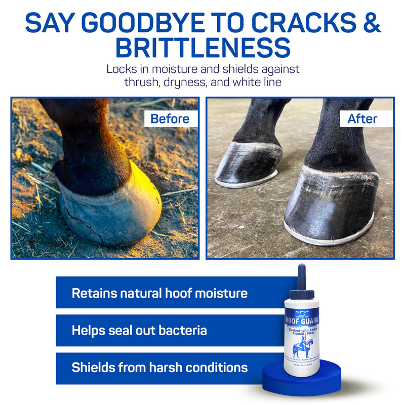 Hoof Guard Sealant for Horses 16oz – Fiber-Fortified Hoof Sealant with Aramid for Stronger Hooves – Professional Hoof Hardener That Fills Cracks, Locks In Moisture & Shields Against Thrush & UV Damage