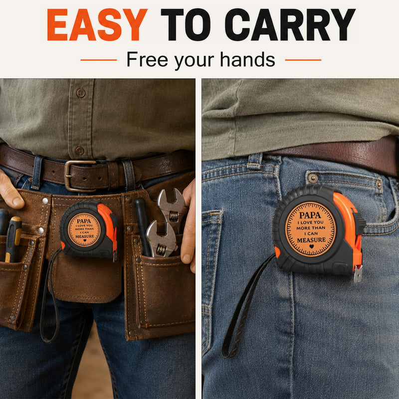 Grandpa Fathers Day Papa Gift from Grandkids Father's Day Birthday Gifts for Grandfather Best Papa Gift Papaw Pop Pop Gifts from Granddaughter Genuine Leather Engraved 25 FT Tape Measure Useful Tool