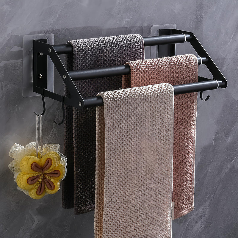 3 Bars Towel Bars Hanger Freely Retractable 11-23 Inch Stainless Steel Bath Rack Strong 3M Adhesive Bathroom Wall Free mounting Hole-Installing washroom Kitchen