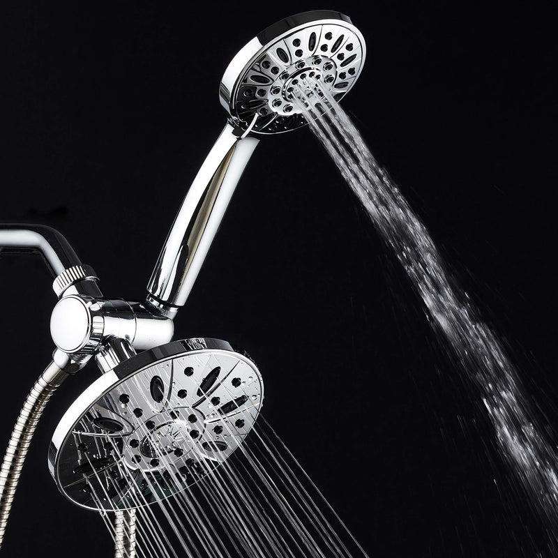 AquaDance 6" Premium High Pressure 3-way Rainfall Shower Combo Combines the Best of Both Worlds - Enjoy Luxurious Rain Showerhead and 6-setting Hand Held Shower Separately or Together! Chrome