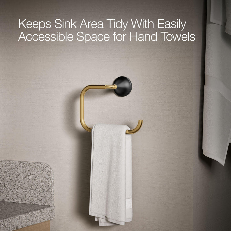 Kohler 27428-BMB Tone-Towel Ring, Matte Black w/Moderne Brass
