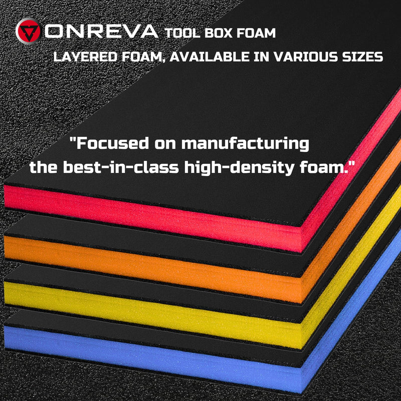 ONREVA Tool Box Foam, 1PC 48x24x1 inch, Foam Inserts for Cases, Polyethylene Storage Sheets for Toolbox Hard Case, Tool Shadow Insert, Kaizen Organizer Sheet, Black with Orange