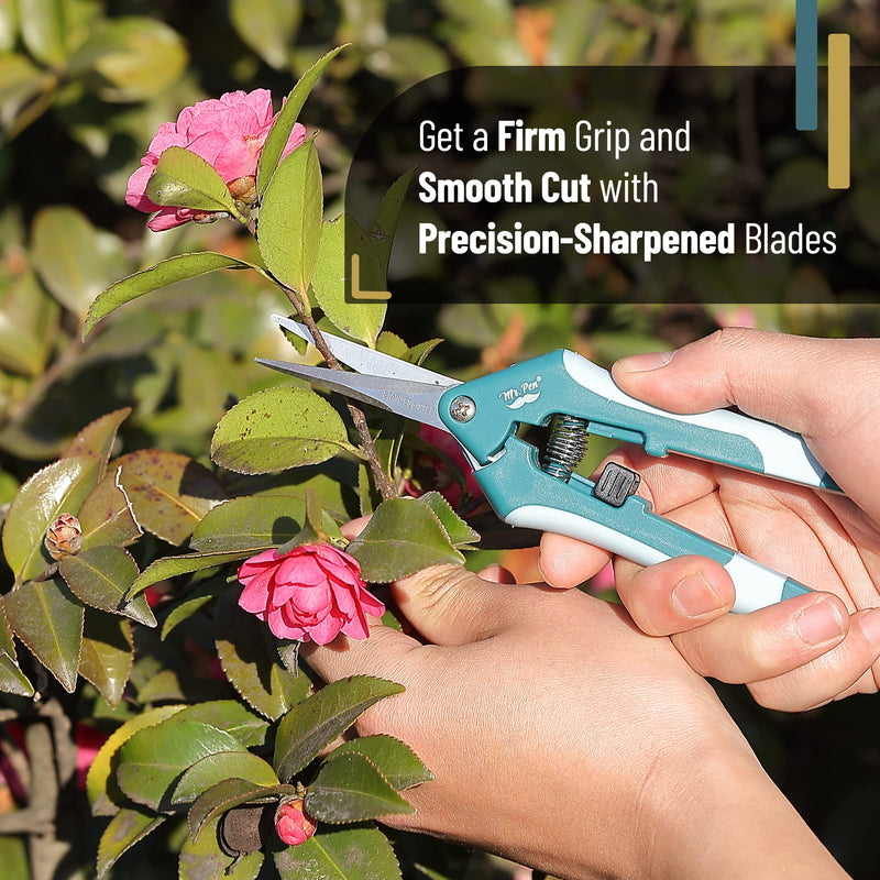 Mr. Pen- Gardening Scissors, 6.5 Inch, Pruning Shears for Gardening with Straight Stainless Steel Blade, Garden Shears, Gardening Shears, Garden Clippers Handheld, Pruners for Gardening, Plant Shears Green