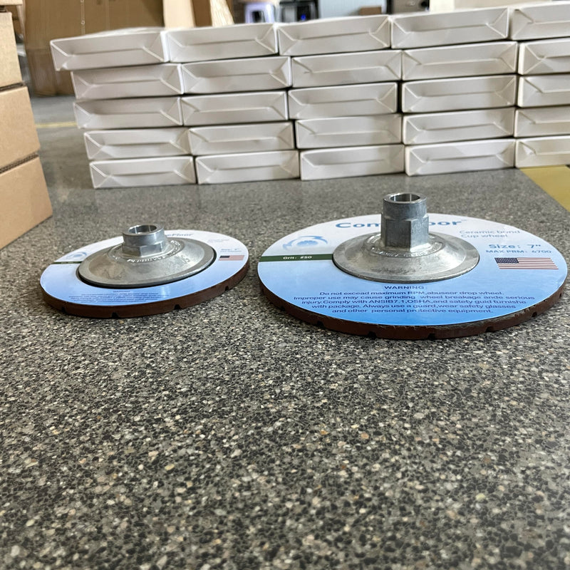 Concrete Grinding Wheel 5" Ceramic Diamond Cup Wheel for Floor Surface, 30# Dry Edge Polishing Discs Fits Angle Grinder, 5/8"-11 30#