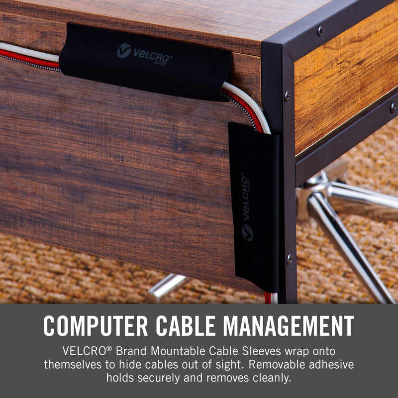 VELCRO Brand Cord Hider Wire Covers For Wall, Desk, 3-Ft Cut to Length, Mountable Cable Sleeve with Removable Adhesive. Organize Messy Cables Behind TV or Electronics, Black VEL-30799-USA 36in - Cut to Length