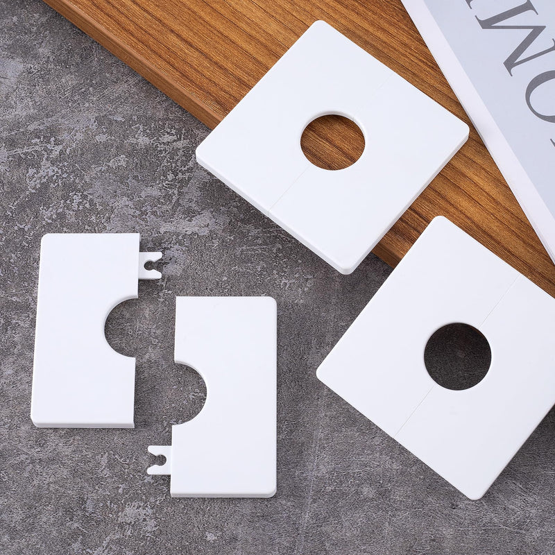 2pcs Escutcheon Plate Wall Split Flange, 28mm/1.1in ABS Wall-Mounted Water Pipe Flange Cover, Self-Adhesive Square Plumbing Cover Plates for Kitchen Toilet- White 2-White