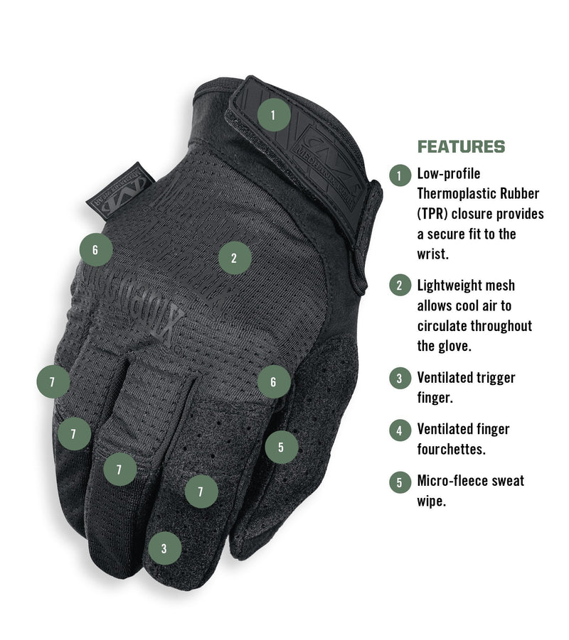 Mechanix Wear Specialty Vent Tactical Gloves - Ventilated Precision Fit High-Dexterity Field Work Gloves - Touchscreen Compatible & Machine Washable - XX-Large - Covert Black