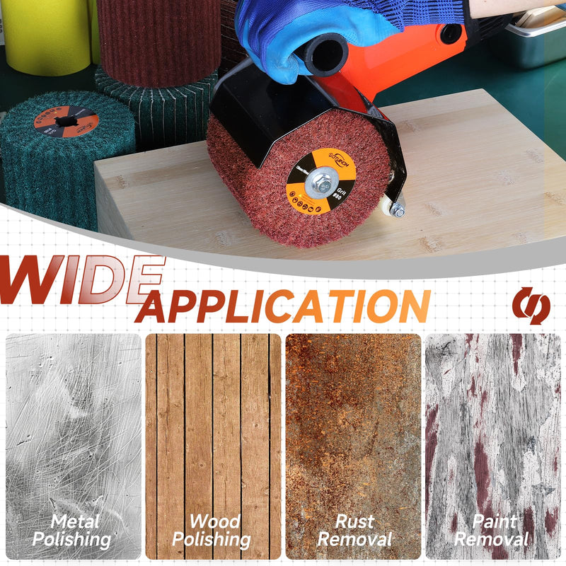 Non-Woven Wheel Surface Conditioning Tool, 80 Grit 120 x 100 x 19 mm Abrasive Drawing Polishing Wheel for Wood Metal Burnishing Wheel 4.7"x 4"