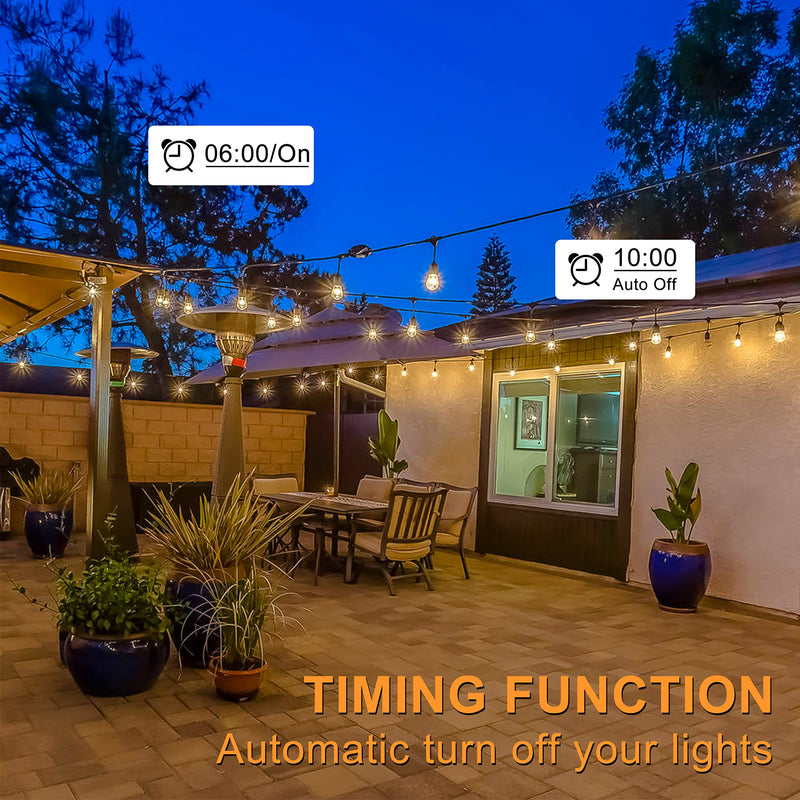 Outdoor Dimmer for String Lights, 600 W Outdoor Dimmer Switch, 100 FT Remote Control Light Dimmer, Dusk to Dawn Dimmer Plug for Dimmable Outdoor String Lights, Lamps and Patio Lights,Timer,Waterproof
