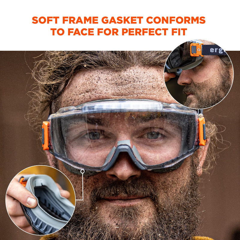 Ergodyne Skullerz Modi Protective OTG Safety Goggle, Indirect Venting, Anti Fog, Scratch Resistant Full Field of Vision and Over-the-glasses Design Clear Lens