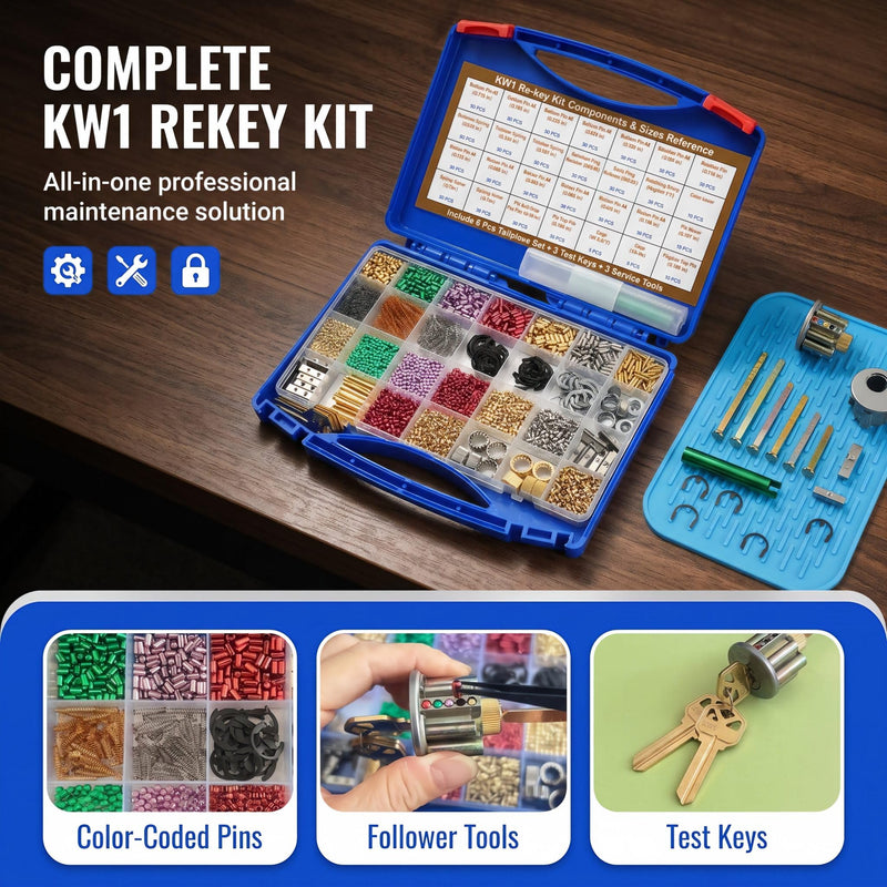 KW1 Rekey Kit, Color-Coded Pin Set for Lock Cylinder Maintenance
