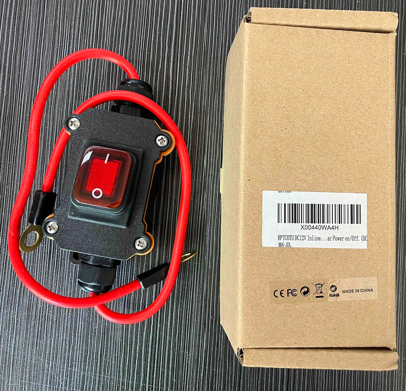 DC12V Inline Wire Switch DC12-24V DPST Dual Side Wiring Switch 25A IP67 with on/Off Quick Connect/Disconnect Switch with Copper Ring Power Cord 30 cm for Motorcycle and car Power on/Off.(DC) DC Waterproof Switch with Brass Ring