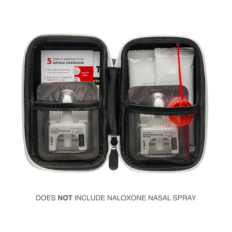 Fentanyl Test Strip Opioid Overdose Prevention Kit | Includes 5 Fentanyl Test Strips for Pills, Powders & Liquids + Naloxone Carry Case + Mixing Container + 10mg Spoon and Instructions (1) Single Black