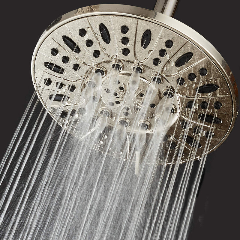 AquaDance Brushed Nickel High Pressure 6-Setting 7" Rain Shower Head – Angle Adjustable, Anti-Clog Showerhead Jets, Tool-Free Installation-USA Standard Certified-Top U.S. Brand – 1.8 GPM 1.8 Gallons Per Minute