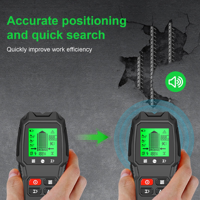 5-in-1 Stud Finder Wall Scanner with LCD Display | Electric Wire Finder, Wood and Metal Detector | High Accuracy Sensor for Cable, Stud Detection (Black)