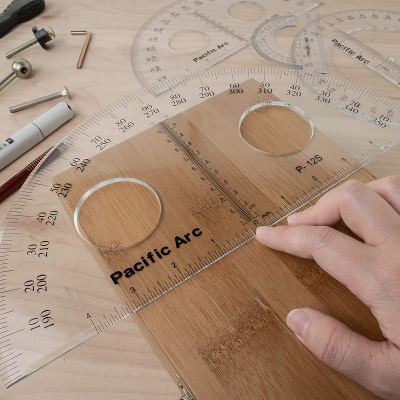 Pacific Arc's 8 Inch Plastic Protractor Clear Ruler 180° | 8 Inch