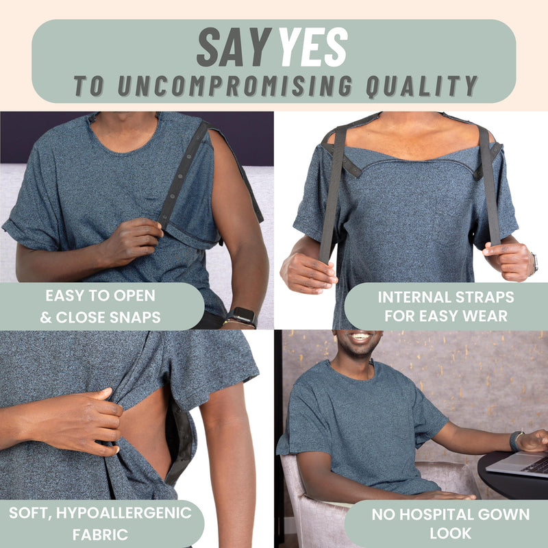 MOYOAMA Post Surgery Shirts for Men – After Shoulder Surgery Shirts, Post Shoulder Surgery Shirts for Men, Broken Arm Shirt Small-Large Dark Blue