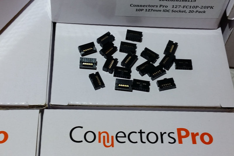 10P 20-Pack 1.27mm 0.05" Pitch Mini Dual Rows IDC FC Female Sockets Terminates to 0.635mm Flat Ribbon Cable (FC-10P-20PK) FC-10P-20PK