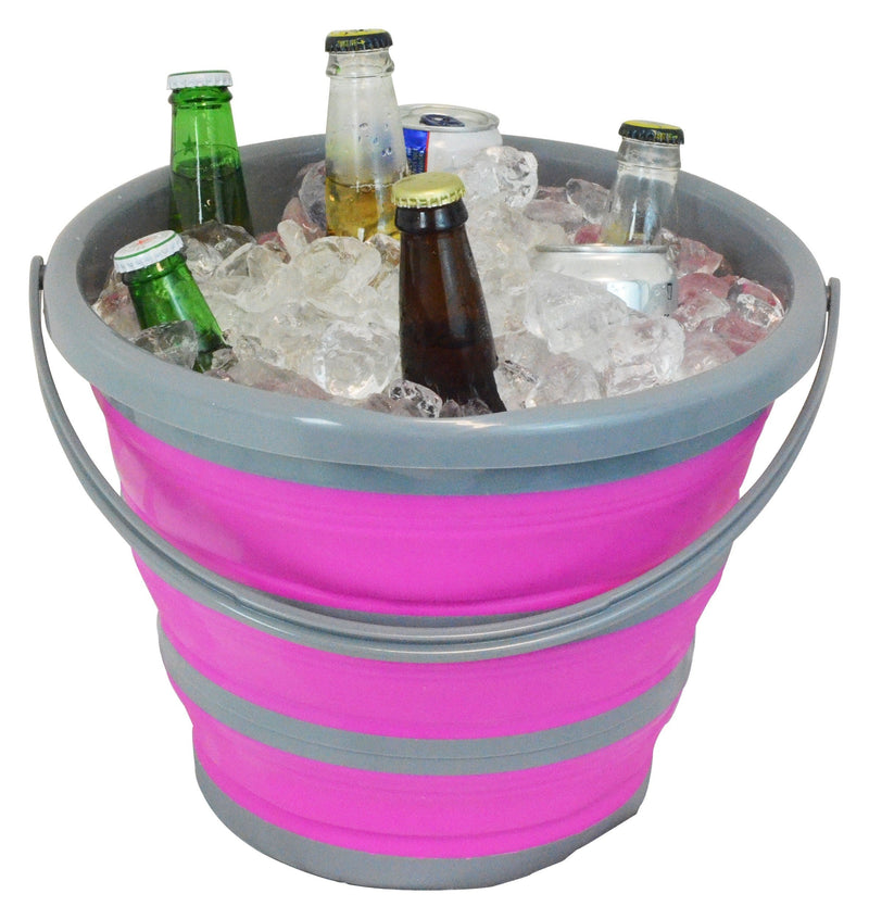 Southern Homewares Deluxe Foldable Silicone Collapsible 2.65 Gallon Bucket, Pink
