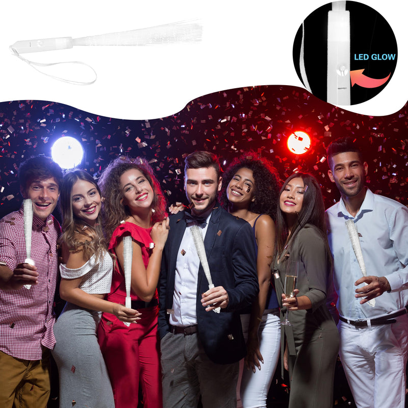 80 Pcs White Fiber Optic Wands LED Light Up StickS Glow in The Dark Wand White Flashing Sparklers with 3 Light Modes for Glow Birthday Wedding Entertainment Props Party Supplies 80