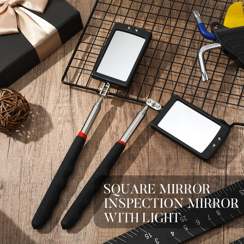 6 Pcs LED Telescoping Inspection Mirror,Retractable LED Mechanical Mirror Tool,Under Vehicle Inspection Mirror,Car Visual Reflector,Retractable Under Vehicle Detection Mirror Repair Tool