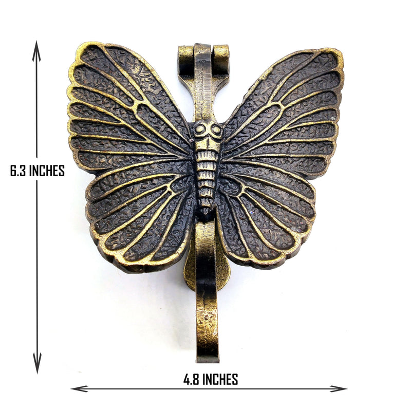 5MOONSUN5's Butterfly Door Knocker Door Knocker for Front Door | Antique Finish Solid Cast Iron Door Knockers with Strike Plate