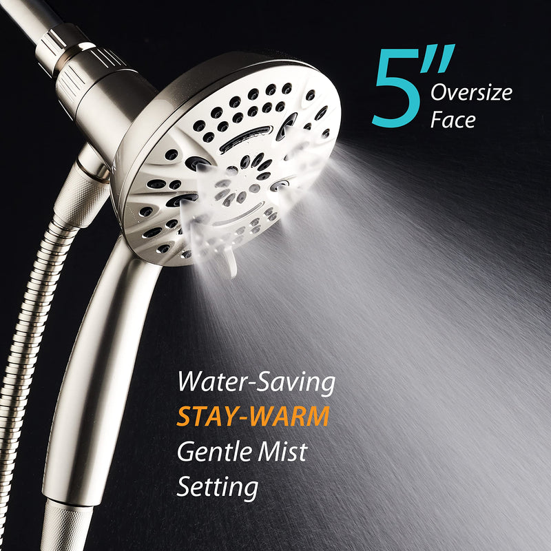 AquaDance New Magnetic Guidance Docking System - High-Pressure 8-setting Handheld Shower Head with Giant 5 inch Face, Magnetic Bracket, Extra-long 72 inch Stainless Steel Hose/All Nickel Finish All Nickel