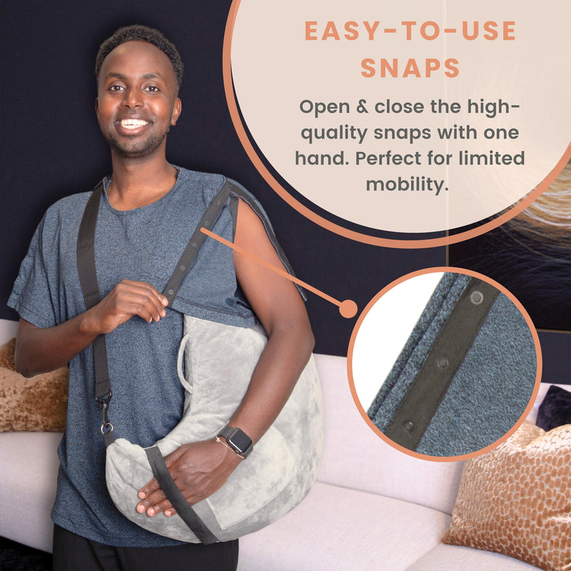 MOYOAMA Post Surgery Shirts for Men – After Shoulder Surgery Shirts, Post Shoulder Surgery Shirts for Men, Broken Arm Shirt Small-Large Dark Blue