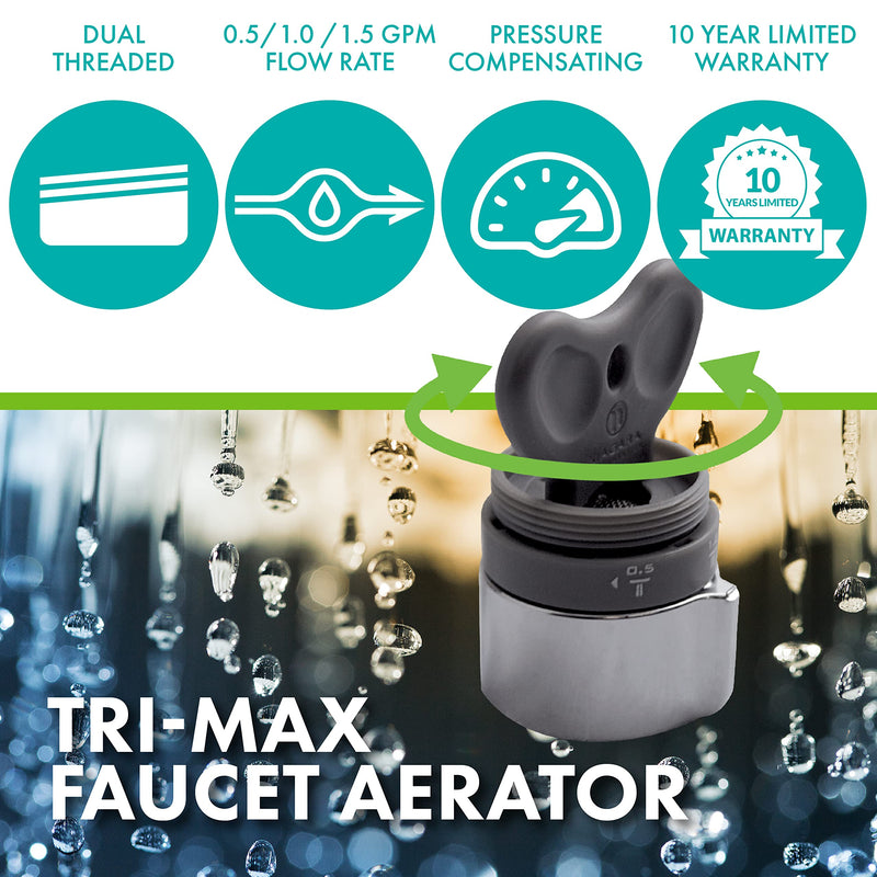 Niagara Conservation N3610CH Tri-Max 1-Spray 0.5-1.5 GPM 1.4-in. Pressure-Compensating Needle-Spray Faucet Aerator Chrome | Bathroom Sink and Kitchen Sink Aerator for Home Improvement Standard