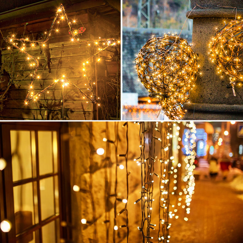 Solar String Lights for Outside, 39Ft 100 LED Solar String Lights Outdoor with 8 Modes ，Solar Christmas Lights Outdoor Waterproof for Yard, Fence,Balcony, Party,Christmas Tree Decorations (Warm White) Warm White