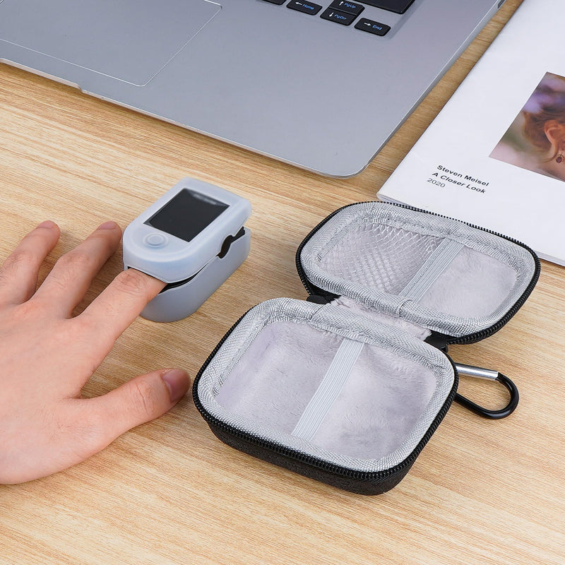 Fingertip Oximeter Storage Case Compatible with Zacurate Pro Series, Innovo Deluxe IP900BP-B, iHealth Air Pulse Oximeter, AccuMed CMS-50D1, Hard Shell Storage Bag(Only Case) Dark Grey