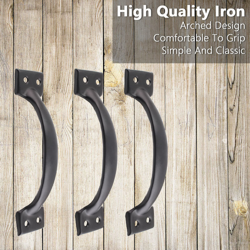 6 Pcs 4" Metal Gate Pull Handles, Bow Gate Handle Screen Door Pull, Vintage Barn Door Handles (Black) 4 Inch Black
