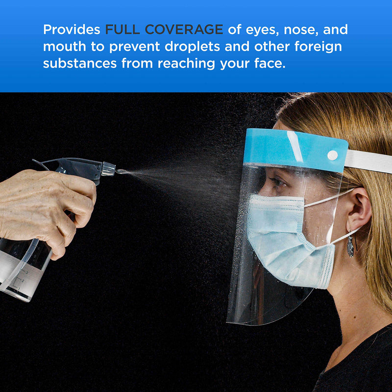 TCP Global Salon World Safety Face Shields Ultra Clear Protective Full Face Shields 10 Blue
