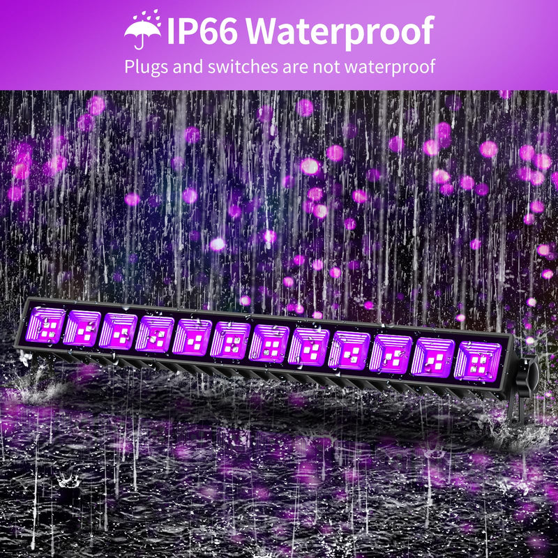 42W Black Light Bar with 5.25ft Cord and Switch, Light Up 23x23ft, Waterproof 40 LEDs Blacklights for Glow Party, Halloween Decor, Body Paint, Bedroom, Classroom 1 Pack 42W-1PACK