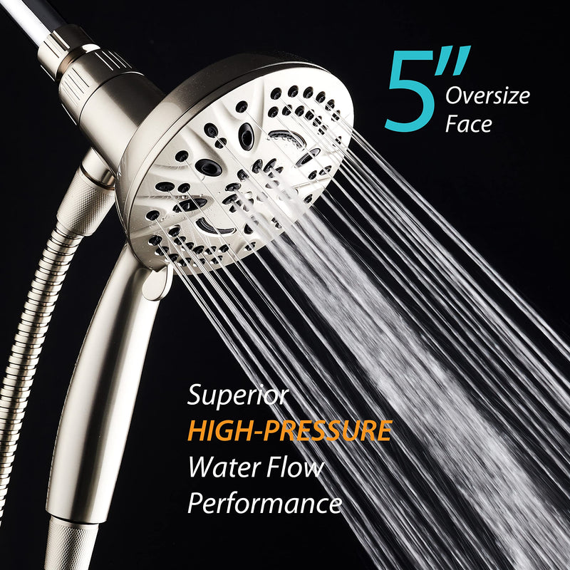 AquaDance New Magnetic Guidance Docking System - High-Pressure 8-setting Handheld Shower Head with Giant 5 inch Face, Magnetic Bracket, Extra-long 72 inch Stainless Steel Hose/All Nickel Finish All Nickel
