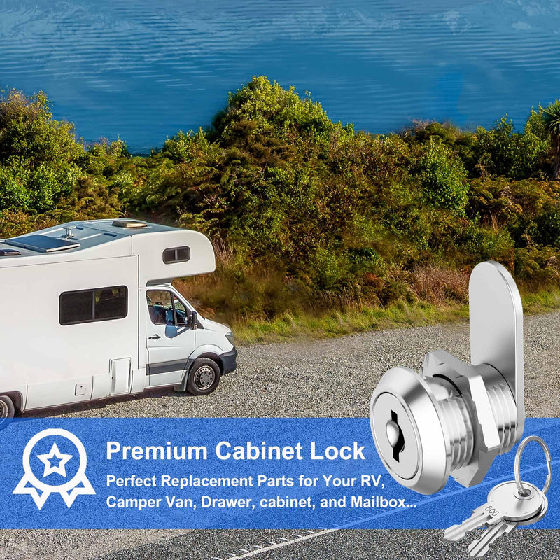 3 Pack Cabinet Cam Locks Keyed Alike, 5/8" Cabinet Lock with Keys, Rv Locks for Storage Door Secure Files Drawers Mailbox RV Door Tool Box, Zinc Alloy 3 Pack 5/8 Inch Silver