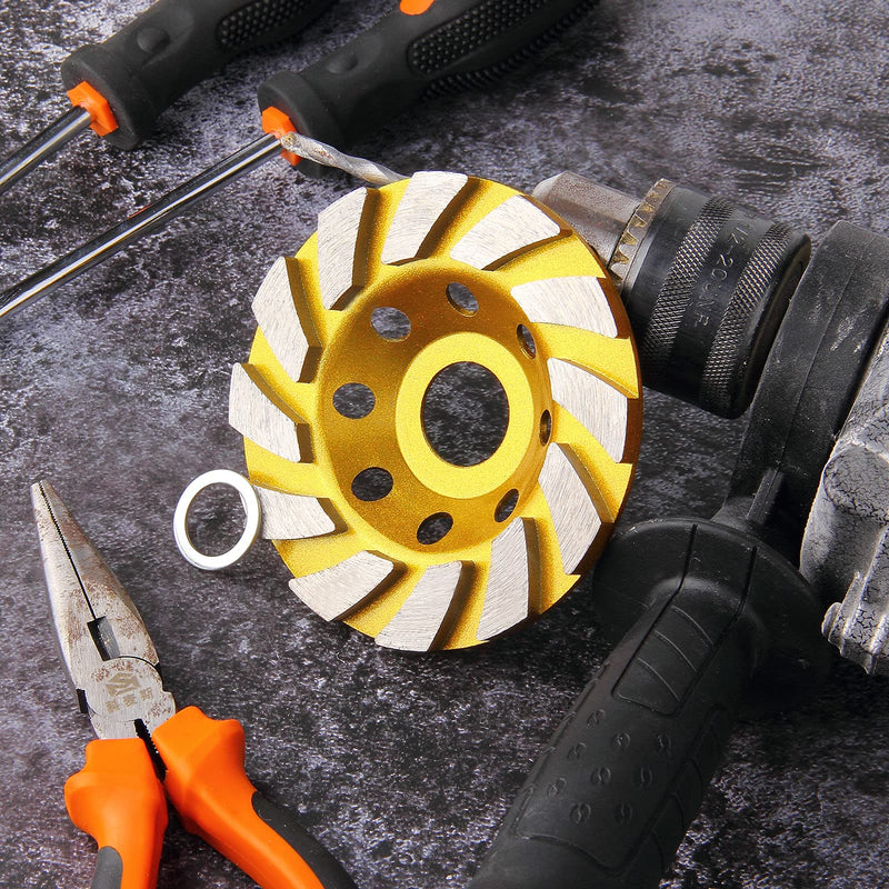 3 Pieces Diamond Cup Grinder 4 Inch Concrete Turbo Diamond Grinding Cup Wheel 12 Segs Heavy Duty Angle Grinder Wheels for Angle Grinder 3