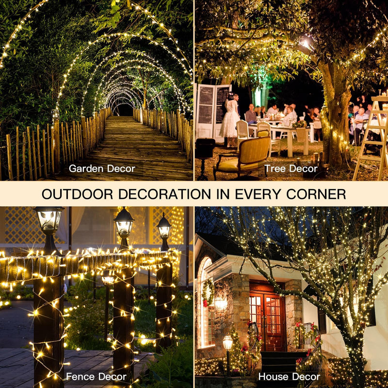 suddus Led String Lights Outdoor Indoor, 33FT 100 Led Fairy Lights Plug in, Christmas Twinkle Lights for Bedroom, Home, Door, Room, Classroom, Dorm, Yard, Party Decorations Warm White 100LED