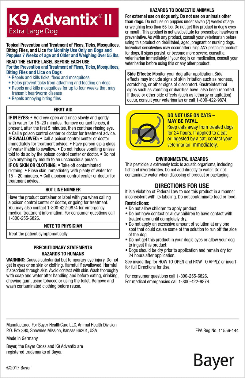 K9 Advantix II Flea and Tick Prevention for Extra-Large Dogs, Over 55 Pounds - PawsPlanet Australia