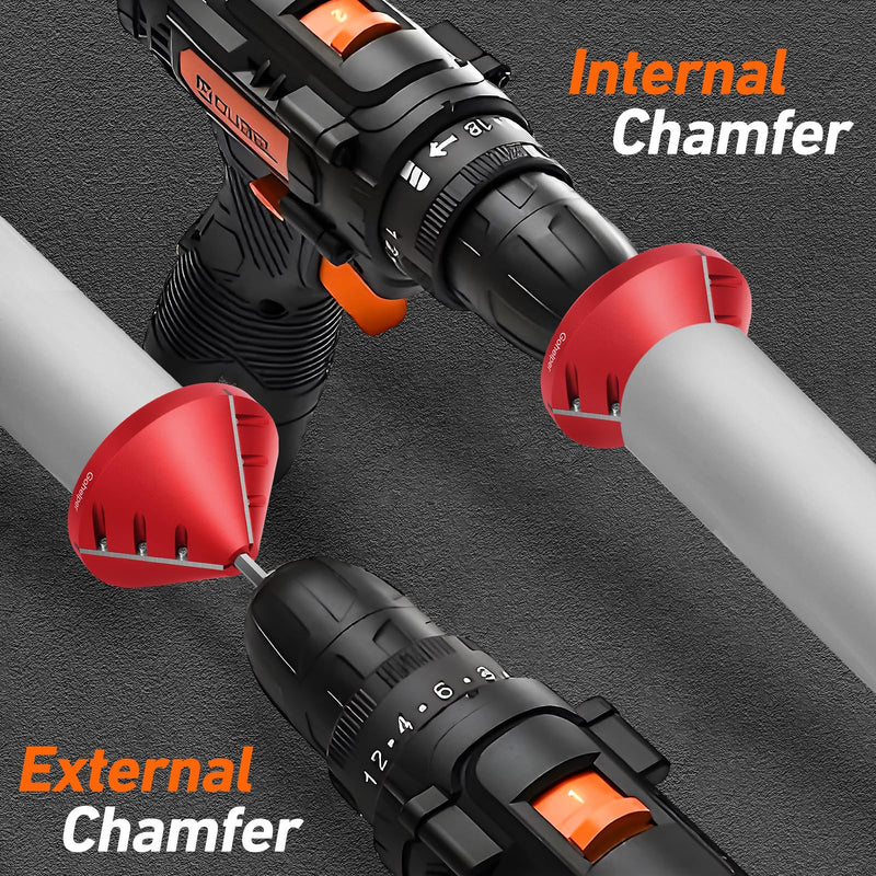 2 in 1 Inner-Outer PVC Deburring Tool, PVC Chamfer Tool, Pipe Deburring Reamer Plumbing Tool for OD 0.75" to 4.6", ID 0.92" to 4.8" PVC, CPVC, ABS, PP, PE Pipe Large