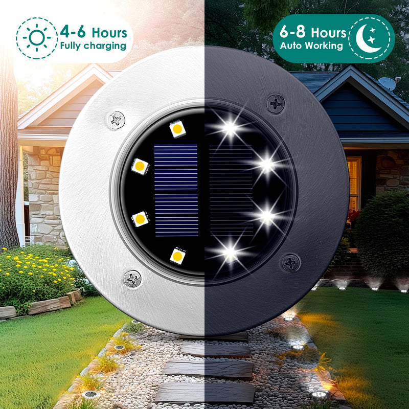 SOLPEX Solar Lights Outdoor Waterproof, 12 Pack Solar Ground Lights, Solar Garden Lights Landscape Lighting for Pathway Driveway Patio Backyard Walkway (Cool White) Cool White