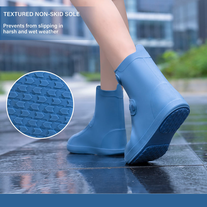 Rain Shoe Covers | Waterproof Shoe Covers for Men Women | Reusable Galoshes Overshoes (Blue, 40-42) Blue
