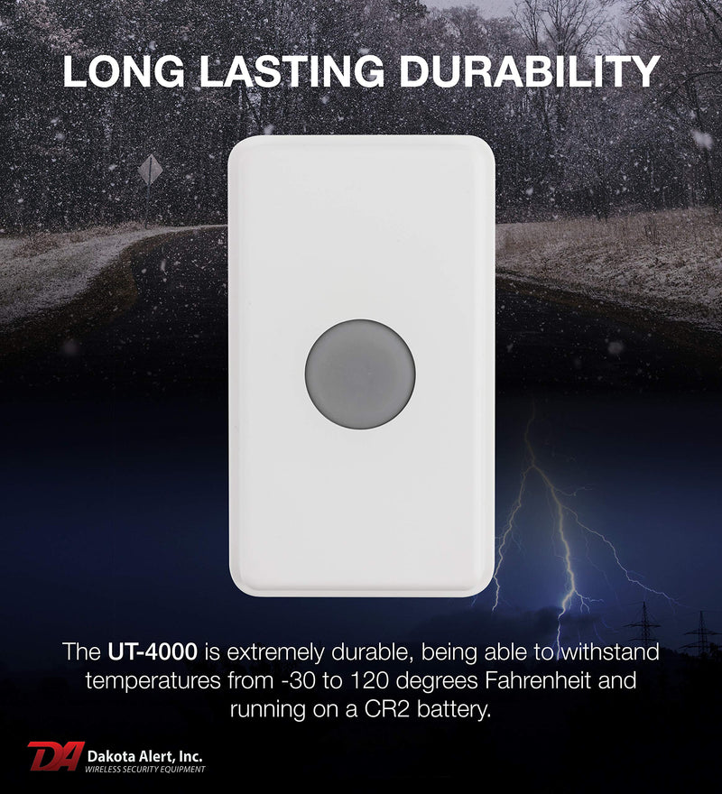 Dakota Alert UT-4000, Universal Transmitter for Wireless Home Security & Doorbell-1 Mile Long Range, Compatible with 4000 Series Receiver, Driveway Alarms Wireless, Mailbox Alert, Weatherproof Sensor